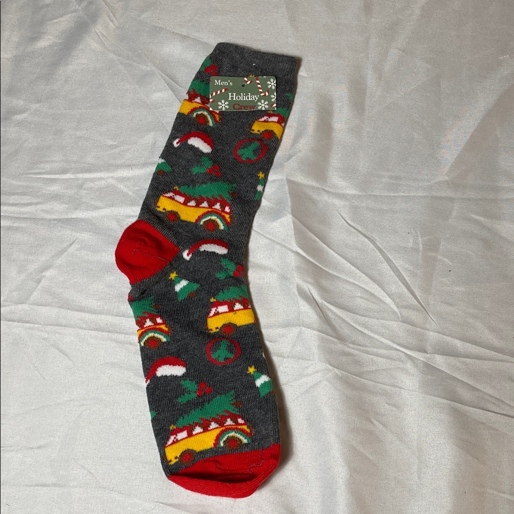 Holiday Ornament Gray and Green Men's Socks - Picture 3 of 4